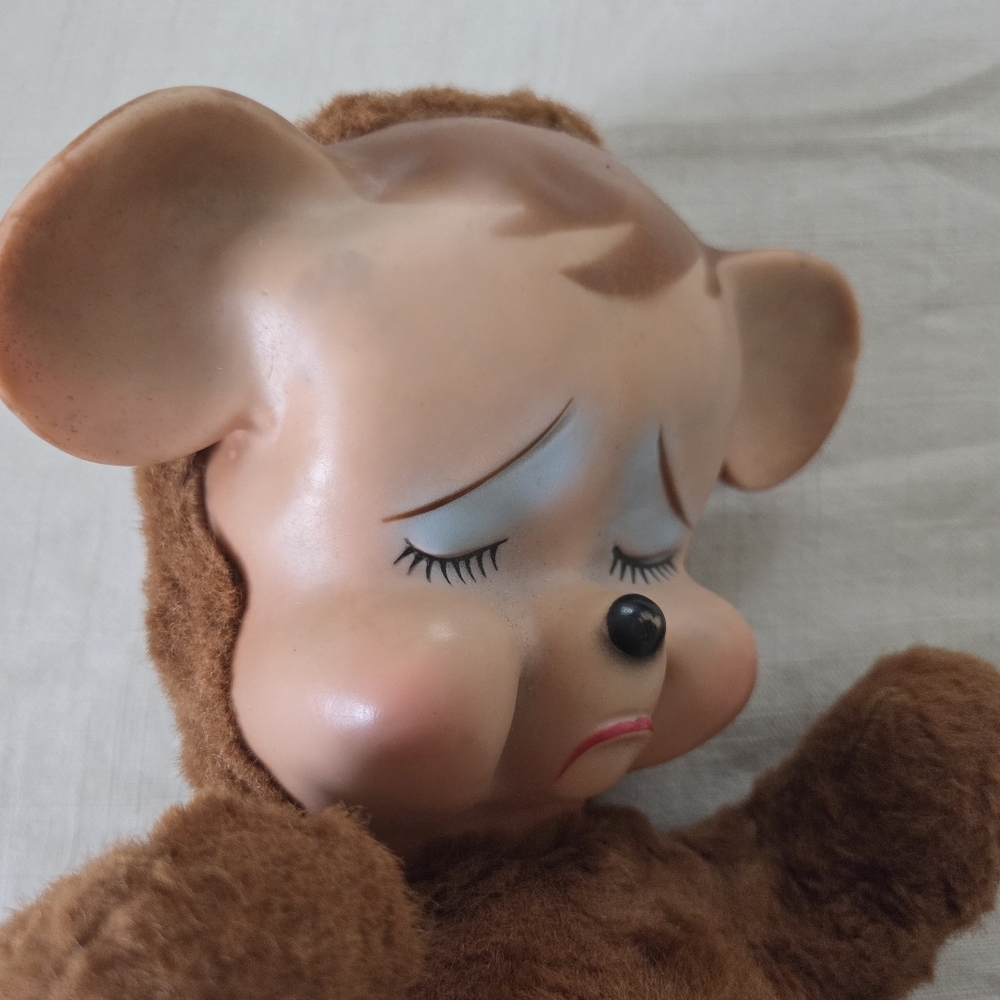 Vintage Knickerbocker? Pouting Brown Plush Teddy Bear Toy - Picture 6 of 7